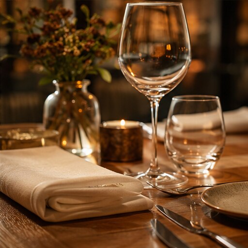 Table dressée pour le service